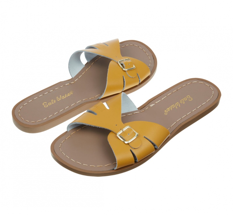 Women\'s Salt Water Classic Sandals Mustard | 34TLQIUEO