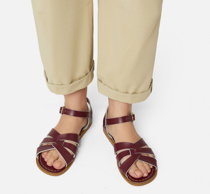 Women's Salt Water Original Sandals Claret | 57YCLXSJQ