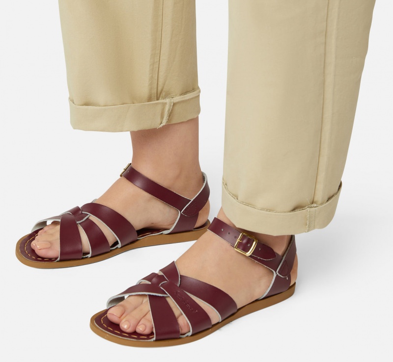 Women's Salt Water Original Sandals Claret | 57YCLXSJQ