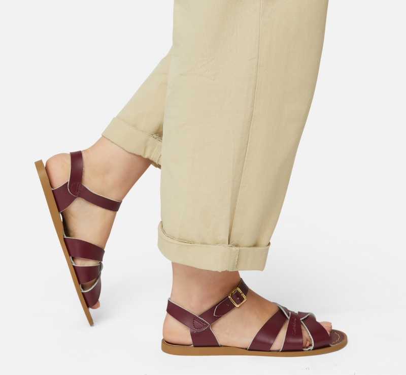 Women's Salt Water Original Sandals Claret | 57YCLXSJQ