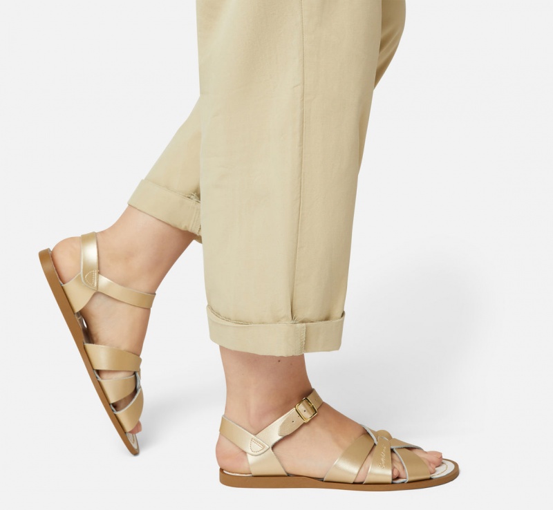 Women's Salt Water Original Sandals Gold | 05QLXNMOR