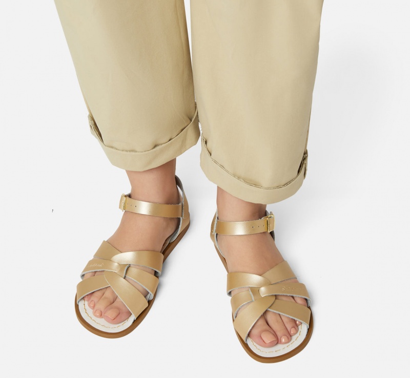 Women's Salt Water Original Sandals Gold | 05QLXNMOR