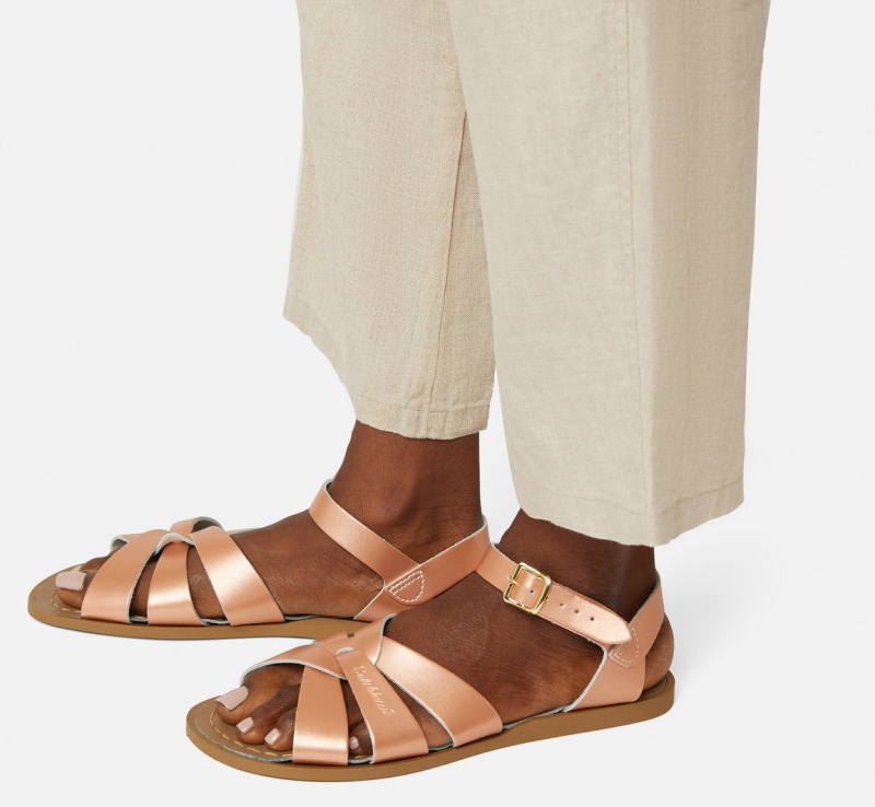 Women's Salt Water Original Sandals Rose Gold | 08YXBFOWR