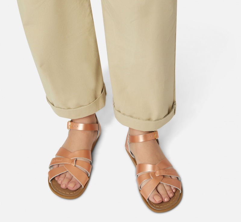 Women's Salt Water Original Sandals Rose Gold | 08YXBFOWR