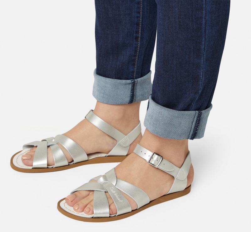 Women's Salt Water Original Sandals Silver | 71MOUFESI