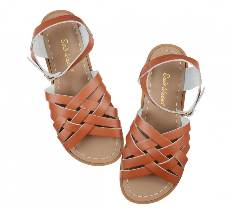 Women's Salt Water Retro Sandals Brown | 50UOSKBDN