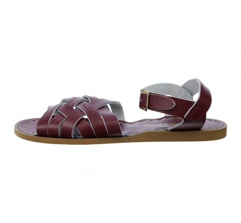 Women's Salt Water Retro Sandals Claret | 71DUSCALB