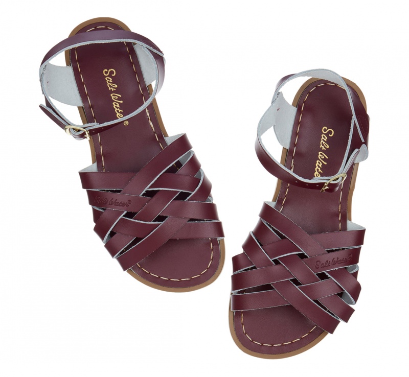 Women's Salt Water Retro Sandals Claret | 71DUSCALB