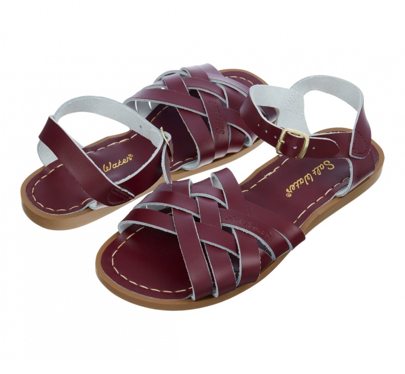 Women\'s Salt Water Retro Sandals Claret | 71DUSCALB