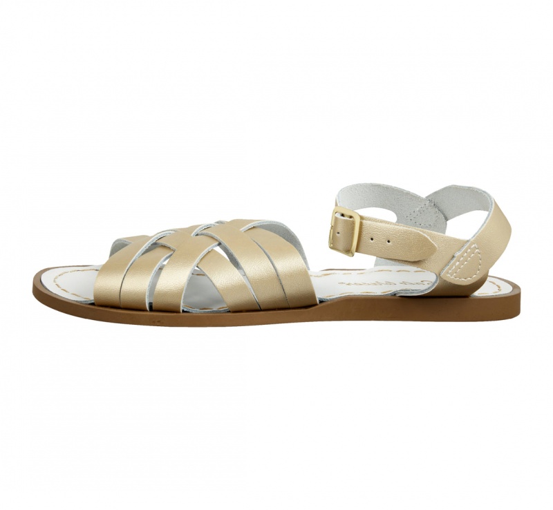 Women's Salt Water Retro Sandals Gold | 98YDHNWVU