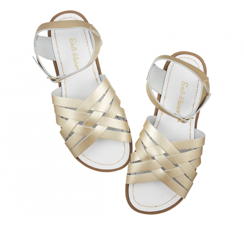 Women's Salt Water Retro Sandals Gold | 98YDHNWVU