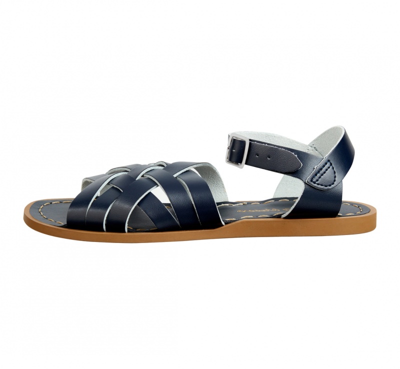 Women's Salt Water Retro Sandals Navy | 89OZLATQN