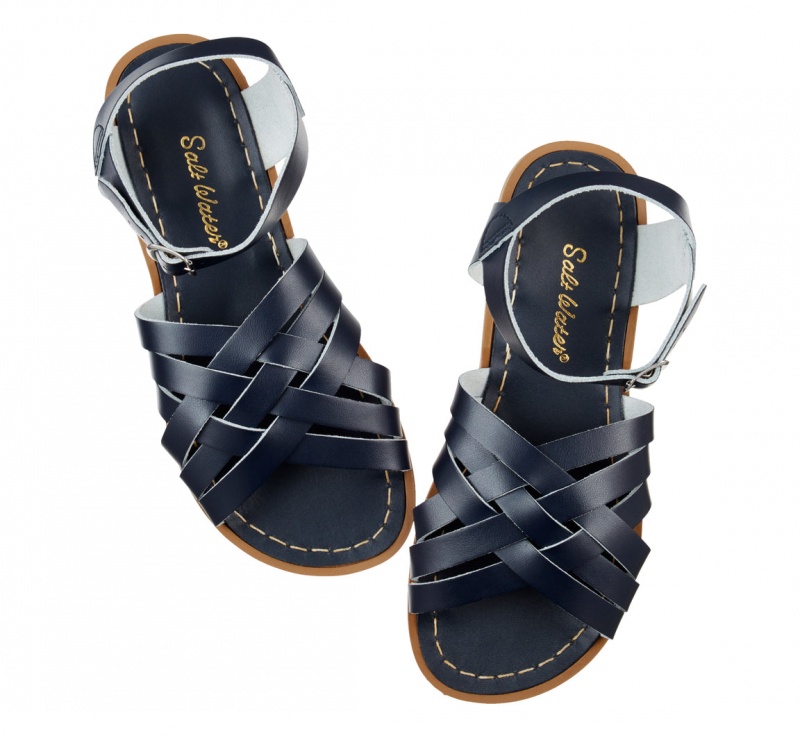 Women's Salt Water Retro Sandals Navy | 89OZLATQN