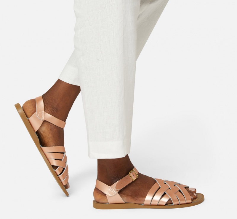 Women's Salt Water Retro Sandals Rose Gold | 65SAYWQBP