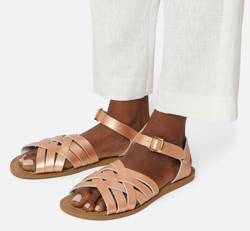 Women's Salt Water Retro Sandals Rose Gold | 65SAYWQBP