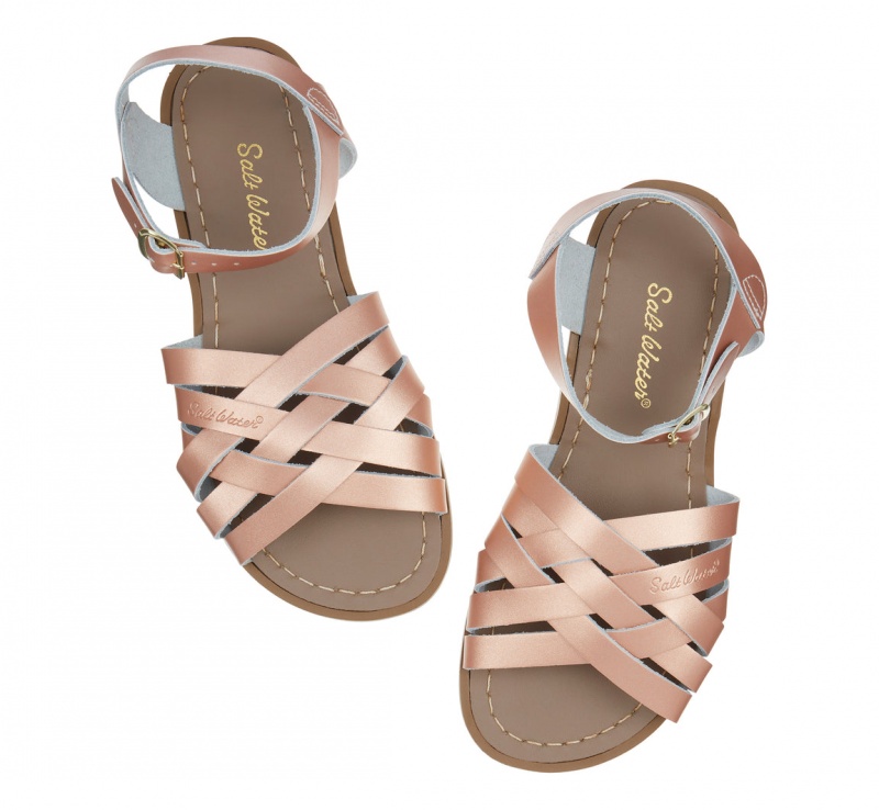 Women's Salt Water Retro Sandals Rose Gold | 65SAYWQBP