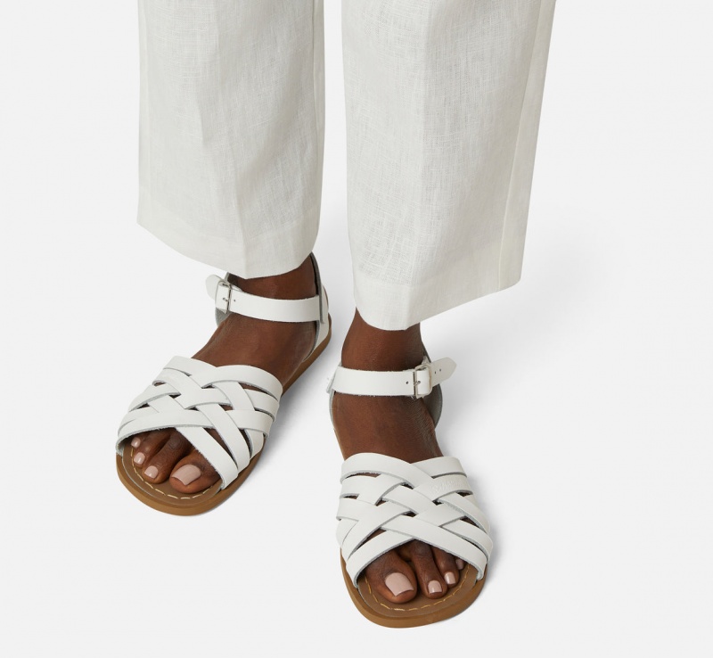 Women's Salt Water Retro Sandals White | 83IGYRBNP