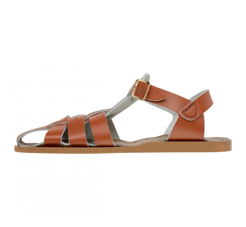 Women's Salt Water Shark Original Sandals Brown | 90GRQWZBM