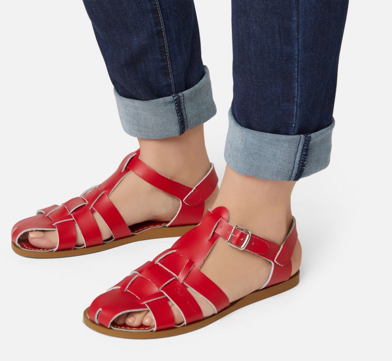 Women's Salt Water Shark Original Sandals Red | 02JETKWOG