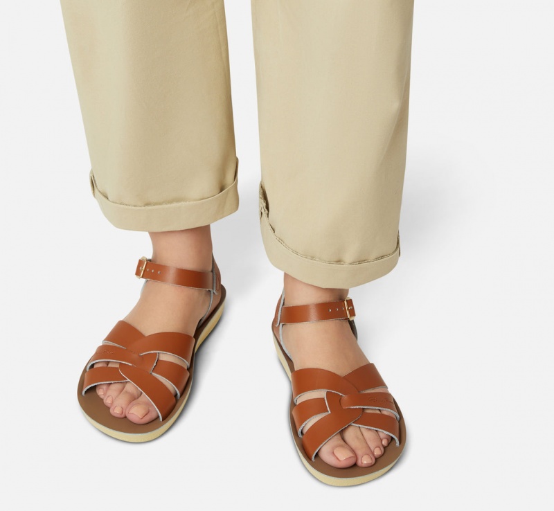 Women's Salt Water Swimmer Sandals Brown | 48RYIUXKC