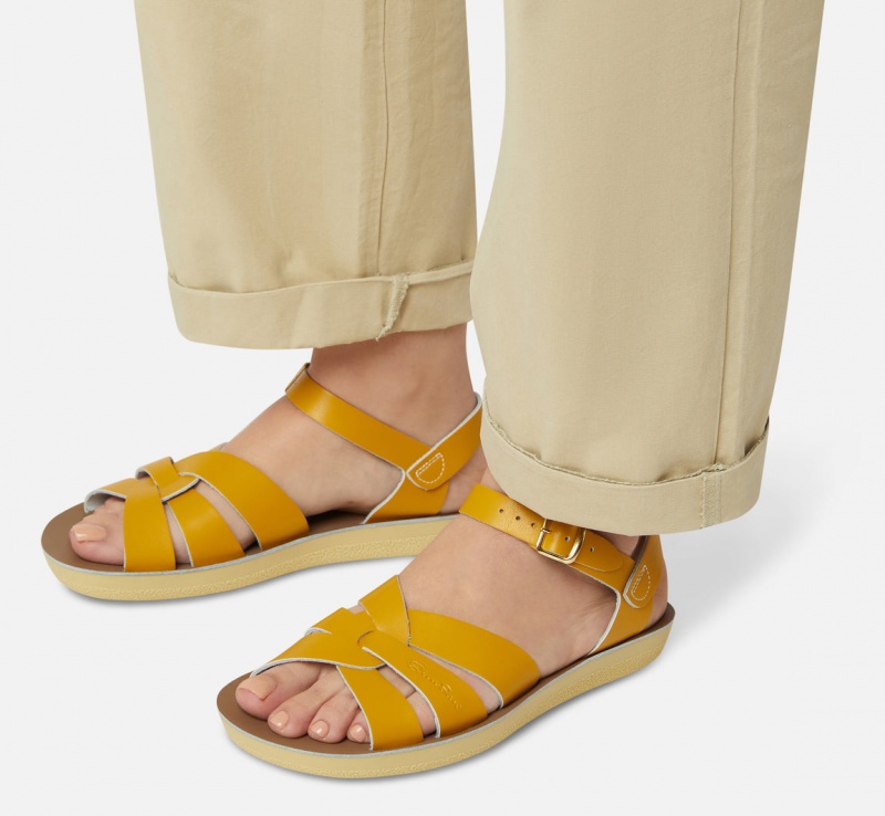 Women's Salt Water Swimmer Sandals Mustard | 01MPVHBFI