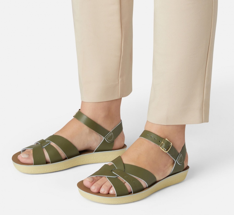 Women's Salt Water Swimmer Sandals Olive | 13EVAZDNQ