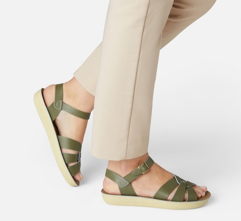 Women's Salt Water Swimmer Sandals Olive | 13EVAZDNQ