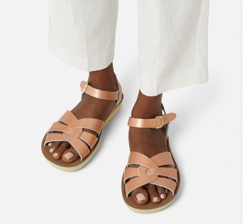 Women's Salt Water Swimmer Sandals Rose Gold | 79PSJNLYG