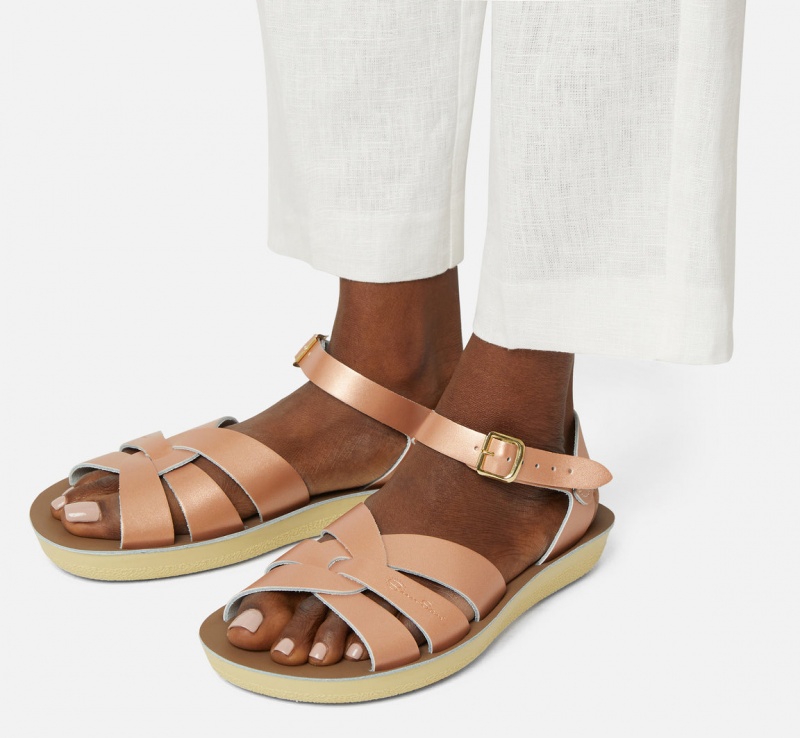 Women's Salt Water Swimmer Sandals Rose Gold | 79PSJNLYG